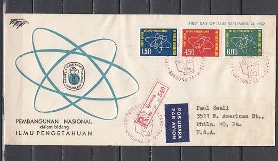 Indonesia, Scott cat. 578-580. Science issue. Atom shown.. First day cover.