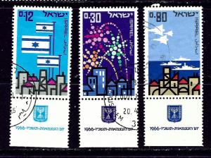 Israel 308-10 Used 1966 set with tabs