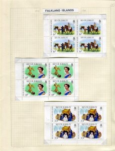 FALKLANDS; 1977 early QEII issues mint lot of Jubilee sheets on album page