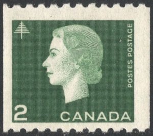 Canada SC#406 2¢ Queen Elizabeth II: Cameo Issue Coil Single (1963) MLH