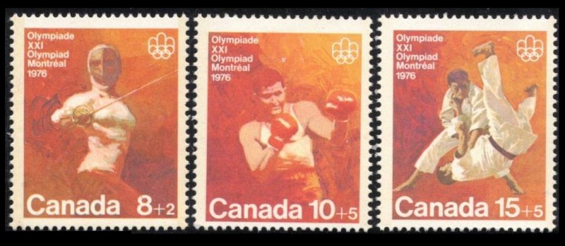 CANADA 1975 B7-B9 MNH OLYMPICS COMBAT SPORTS CPL SET SEMI-POSTAL CV $1.75