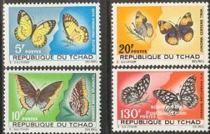 Chad 1967, Butterflies 4v, MNH