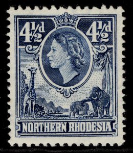 NORTHERN RHODESIA QEII SG67, 4½d deep blue, NH MINT.