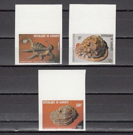 Djibouti, Scott cat. 506-508. Sea Shells, IMPERF issue.