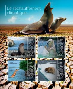 NIGER 2013 SHEET GLOBAL WARMING POLAR BEARS SEALS nig13712a