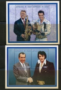 CHAD ELVIS PRESLEY LOT OF TWO SOUVENIR SHEETS WITH CLINTON & NIXON MINT  NH