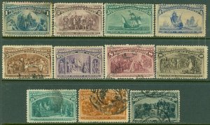 EDW1949SELL : USA 1893 Scott #230-40 Avg-Fine, Used. Light cancels. Catalog $410