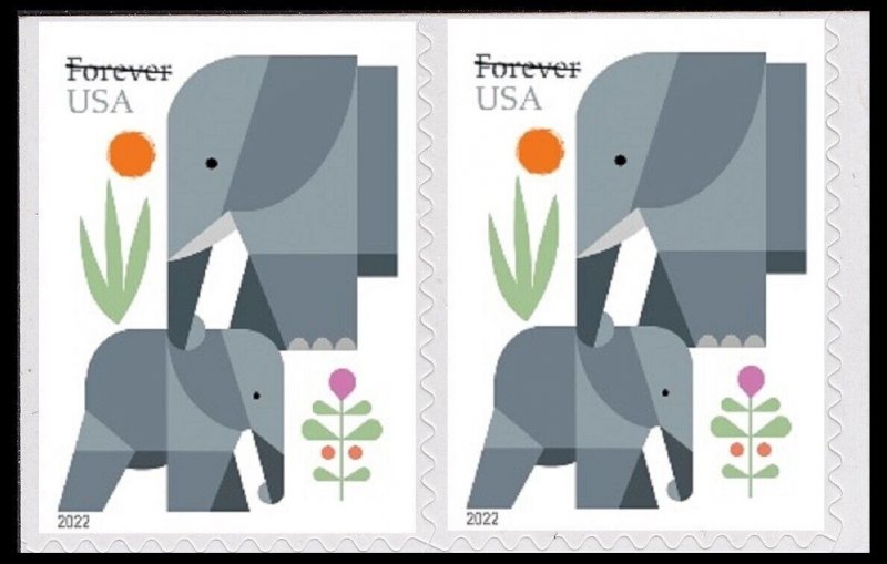 US 5714 Elephants forever horz pair (2 stamps) MNH 2022 after Aug 15 