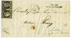 P2864 - FRANCE YVERT NO. 3, PAIR, ALL MARGINS AROUND!!! FROM TOULON, TO CHAMBERY-