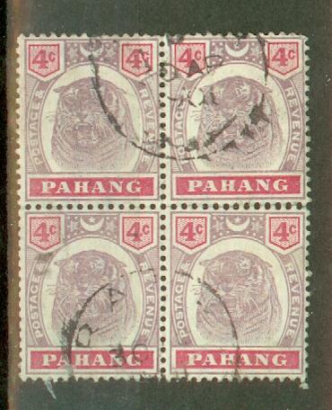 Malaya Penang used block of 4 CV $78