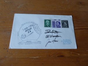 Space USA Cover with Apollo 15 astronauts preprint autographs