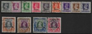 PAKISTAN SGO1/13 1947 OFFICIAL OVERPRINT SET USED