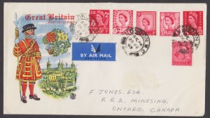 GREAT BRITAIN - 1969 AIR MAIL SPECIAL COVER TO CANADA WITH QEII 6-STAMPS