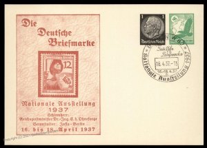 Germany 1937 National Stamp Show Private Postal Card Cover Advertising Ev G99216