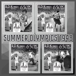 Stamps.Olympic Games 1948 1+1 sheets  perforated 2023 year Congo