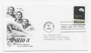 US 1371 (Me-5) 6c Apollo 8 single on FDC Artcraft Cachet ECV $10.00