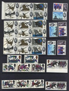 UK GB MALTA NEW ZEALAND 1964 70's COLLECTION MOSTLY BLOCKS OF 4 IN COMPLETE SETS