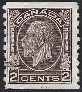 Canada #206 2¢ King George V (1933). Coil. Perf.8 1/2. Black brown. Used.