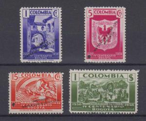COLOMBIA 1938 Sc 457, 459, 461 & 463 TOP VALUE PERF PROOFS + SPECIMEN MNH F,VF 