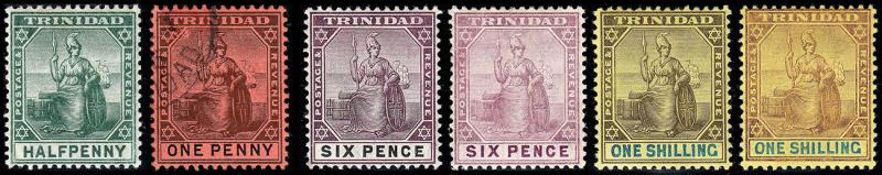Trinidad Scott 92-93, 96-99 (1904-09) Mint/Used H VF, CV $75.75 B