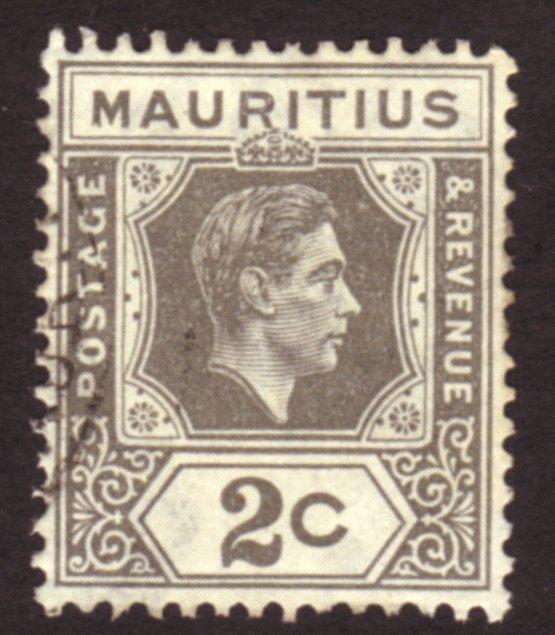 Mauritius 1938  2c Grey KGVI Head SG#252