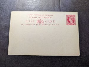 Mint Straits Settlements Postal Stationery Postcard Two Cents Denomination