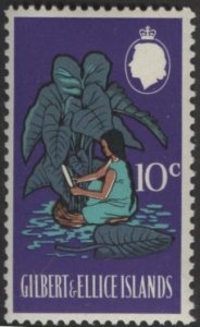 Gilbert & Ellice 142 (mh) 10c harvesting taro root, blue vio & multi (1968)