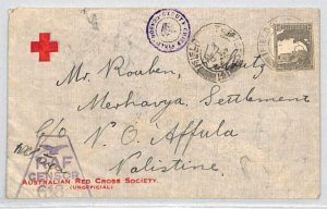 PALESTINE WW2 Cover FPO.121 AUSTRALIAN RED CROSS *AFULA* 1942 CDS {samwells}RC19