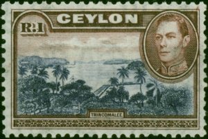 Ceylon 1938 1R Blue-Violet & Chocolate SG395 Fine VLMM (2)