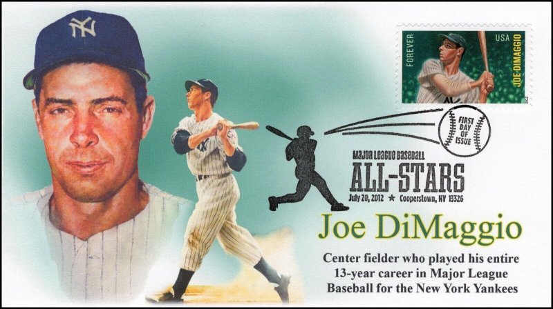 AO-4697-4, 2012, Joe DiMaggio, Add-on Cachet, Baseball All-Stars,  Pictorial Can