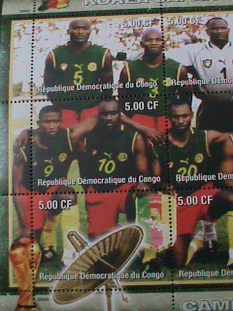 CONGO 2002- KOREA -JAPAN WORLD CUP SOCCER-CAMEROON TEAM-MNH SHEET-VF-LAST ONE