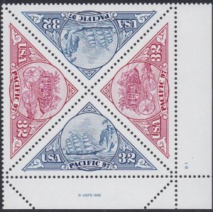 3131a Pacific 97 Plate Block MNH