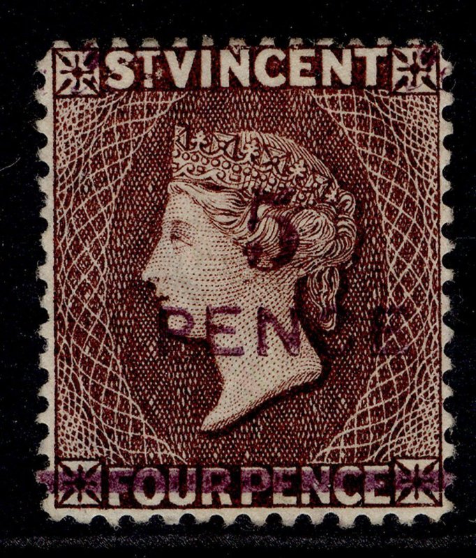 ST. VINCENT QV SG59, 5d on 4d chocolate, M MINT. Cat £48.