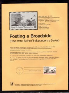 SP321 Posting a Broadside, FDC Souvenir Page (#1477)