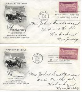 US 858 (Pl-29) Set of 4 FDCs 3c 50th Anniv Four States Artcraft Cachets ECV $100