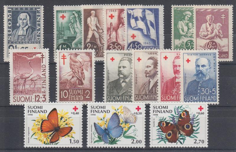 Finland Sc B20/B243 MNH. 1935-1990 issues, 4 cplt sets + 3 singles, VF