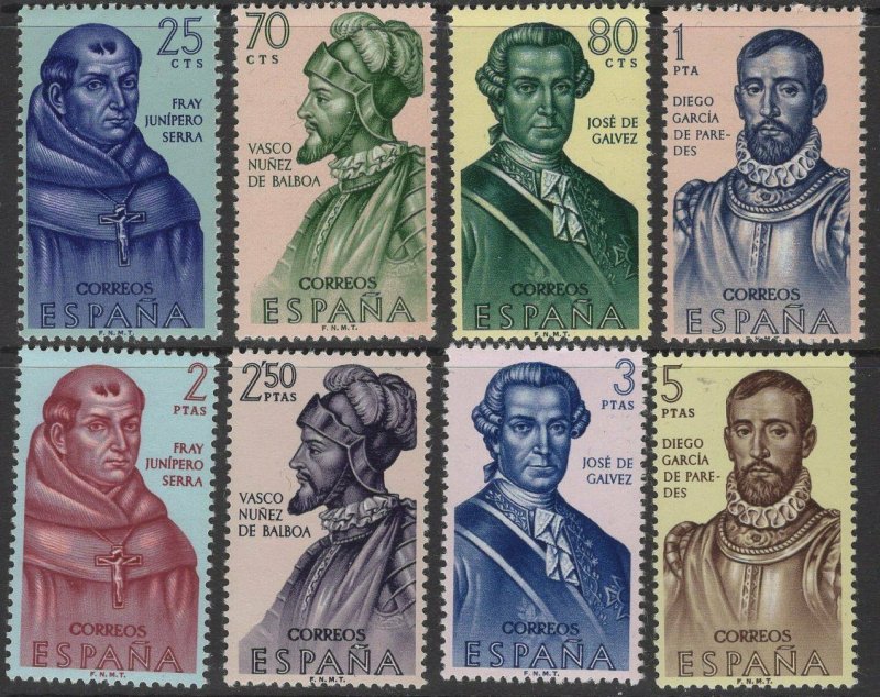 SPAIN SG1587/94 1963 EXPLORERS & COLONISERS OF AMERICA MNH 