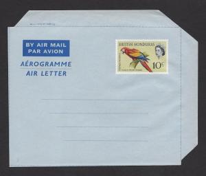 BRITISH HONDURAS 1964 QE2 10c AEROGRAMME MACAW PARROT BIRDS Unused HG No FG3c