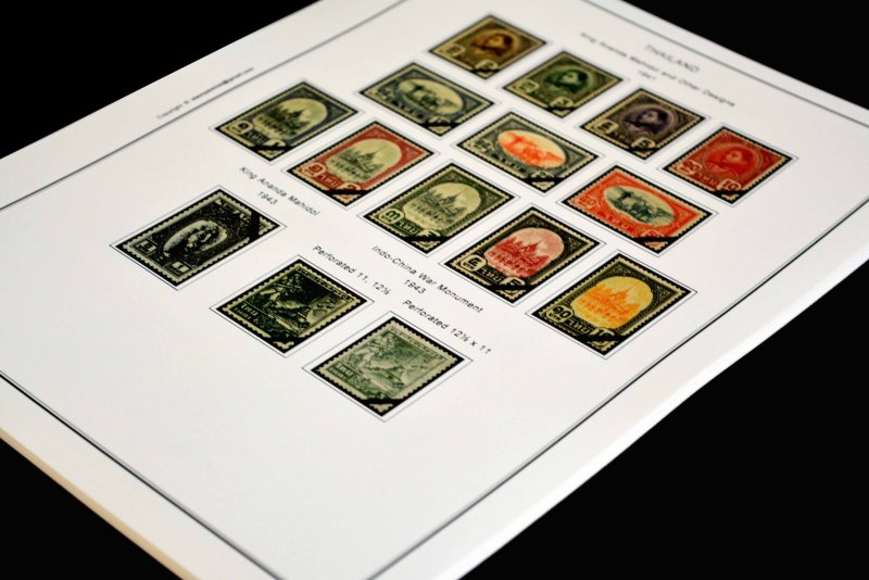 COLOR PRINTED THAILAND 1941-1970 STAMP ALBUM PAGES (29 illustrated pages)