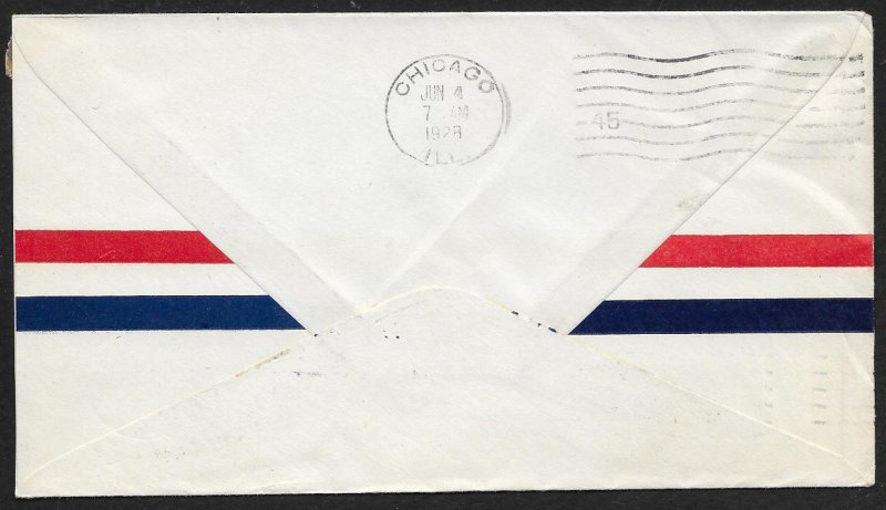 UNITED STATES C7 on First Flight Cover c1928 Toledo to Chicago