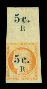 French Colonies - REUNION Is. 1885 Ceres 5c/40c Sc 6 mint Double Srch.on in marg