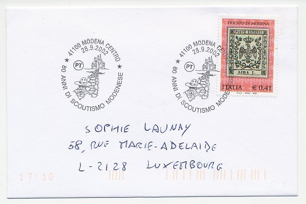 Cover / Postmark Italy 2002 Scouting - Modena