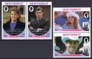 Montserrat 1986 Sc# 628ab-629ab ROYAL WEDDING ovpt.silver Set (4) MNH