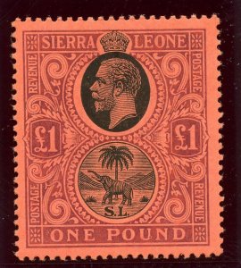 Sierra Leone 1912 KGV £1 black & purple/red superb MNH. SG 128. Sc 119.