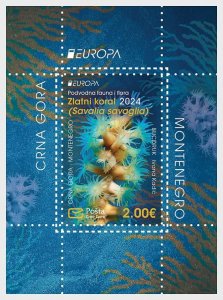 Montenegro 2024 Europa CEPT Underwater Fauna & Flora Gold Coral block MNH