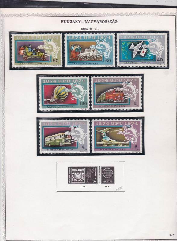 hungary issues of 1974 space & transport etc stamps page ref 18309