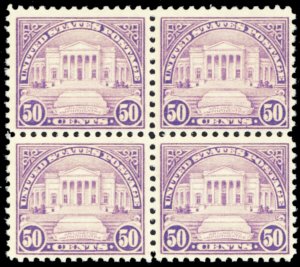 570, Mint NH F/VF 50¢ PO FRESH Block of Four CV $280 — Stuart Katz