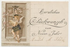 Local mail stationery Berlin 1896 New year - Postman / Angel 