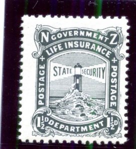 New Zealand 1917 KGV Life Insurance 1½d black superb MNH. SG L26. Sc OY15.