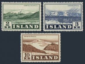 Iceland 302-304, MNH. Michel 316-318. Landscapes 1957. Glaciers.